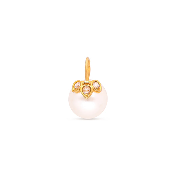 Classic 3-Petal rosecut diamond and pearl pendant
