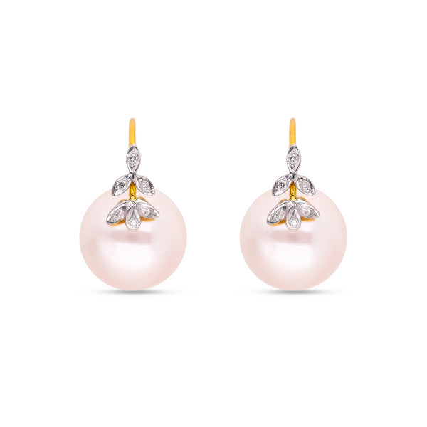 Classic 6-Petal diamond and pearl earrings